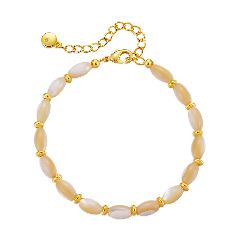 18K Golden Plated Shell Bead Bracelet Vintage Style Copper Jewelry
